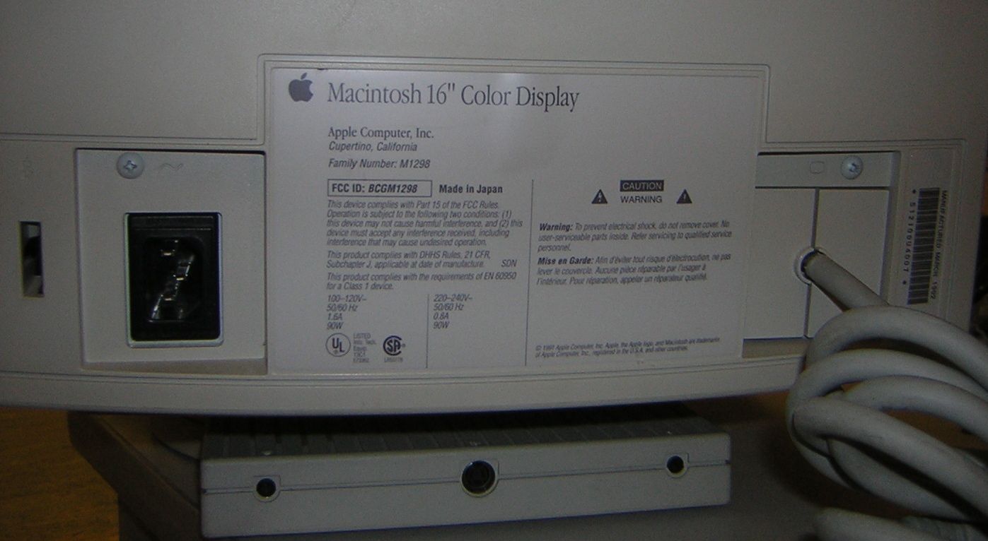 Macintosh 16-inch Color Display Model No. M1298 | Applefritter